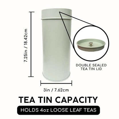 Bathala Botanicals Japanese Style Tea Tin - 4oz Loose Leaf Tea Storage Tins - Dual Airtight Tea Canister - Reusable Tea Tin - Loose Tea Gift