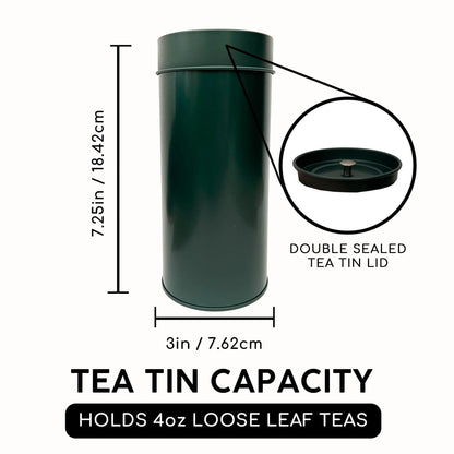 Bathala Botanicals Japanese Style Tea Tin - 4oz Loose Leaf Tea Storage Tins - Dual Airtight Tea Canister - Reusable Tea Tin - Loose Tea Gift