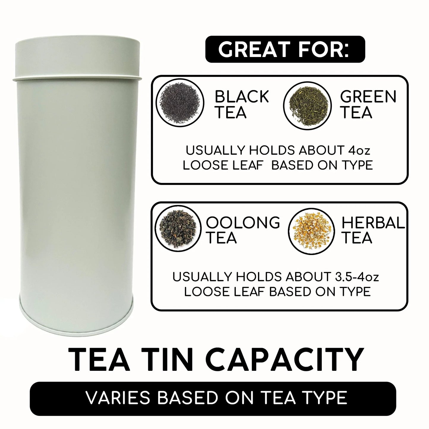 Bathala Botanicals Japanese Style Tea Tin - 4oz Loose Leaf Tea Storage Tins - Dual Airtight Tea Canister - Reusable Tea Tin - Loose Tea Gift