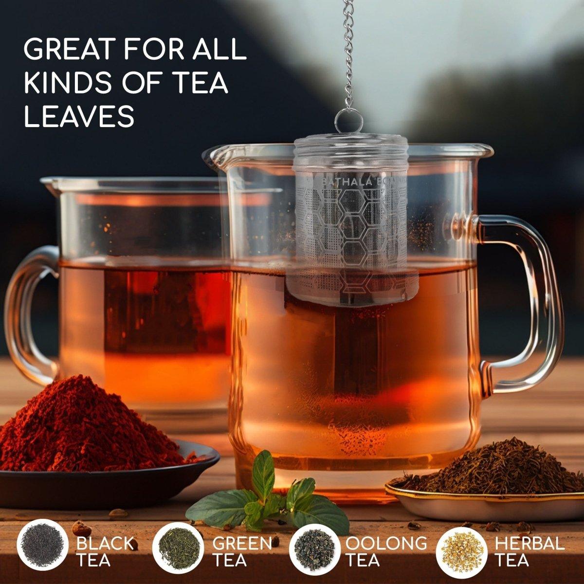 Bathala Botanicals Tea Strainer for Loose Tea - Extra Fine Mesh Tea Infuser, 304 Stainless-Steel, Loose Leaf Tea Steeper for All Tea Types - Bathala Botanicals