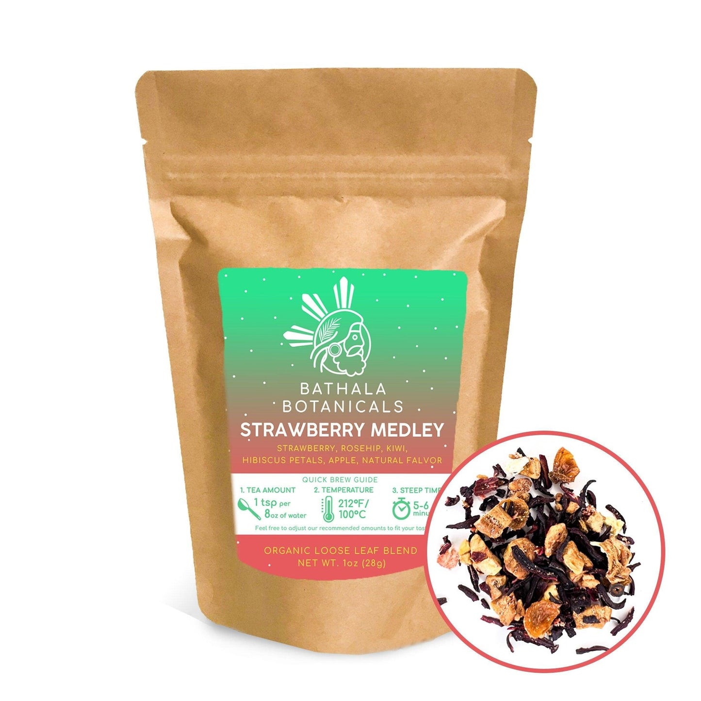 Strawberry Medley - Bathala Botanicals Herbal Decaf Loose Leaf Tea Blend - Choose from 1oz | 2oz | 4oz - Tea Sample - Fruity Loose Leaf Tea Gift - Bathala Botanicals