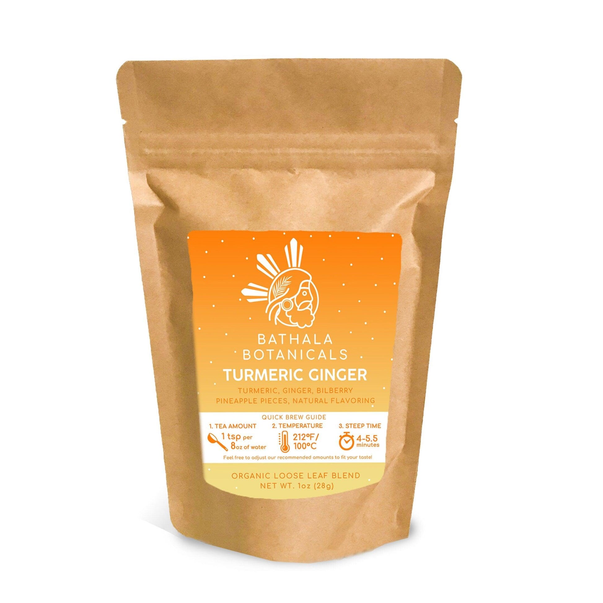 Turmeric Ginger - Bathala Botanicals Decaf Herbal Loose Leaf Tea Blend - Choose from 1oz | 2oz | 4oz - Tea Sample - Herbal Loose Leaf Tea Gift - Bathala Botanicals