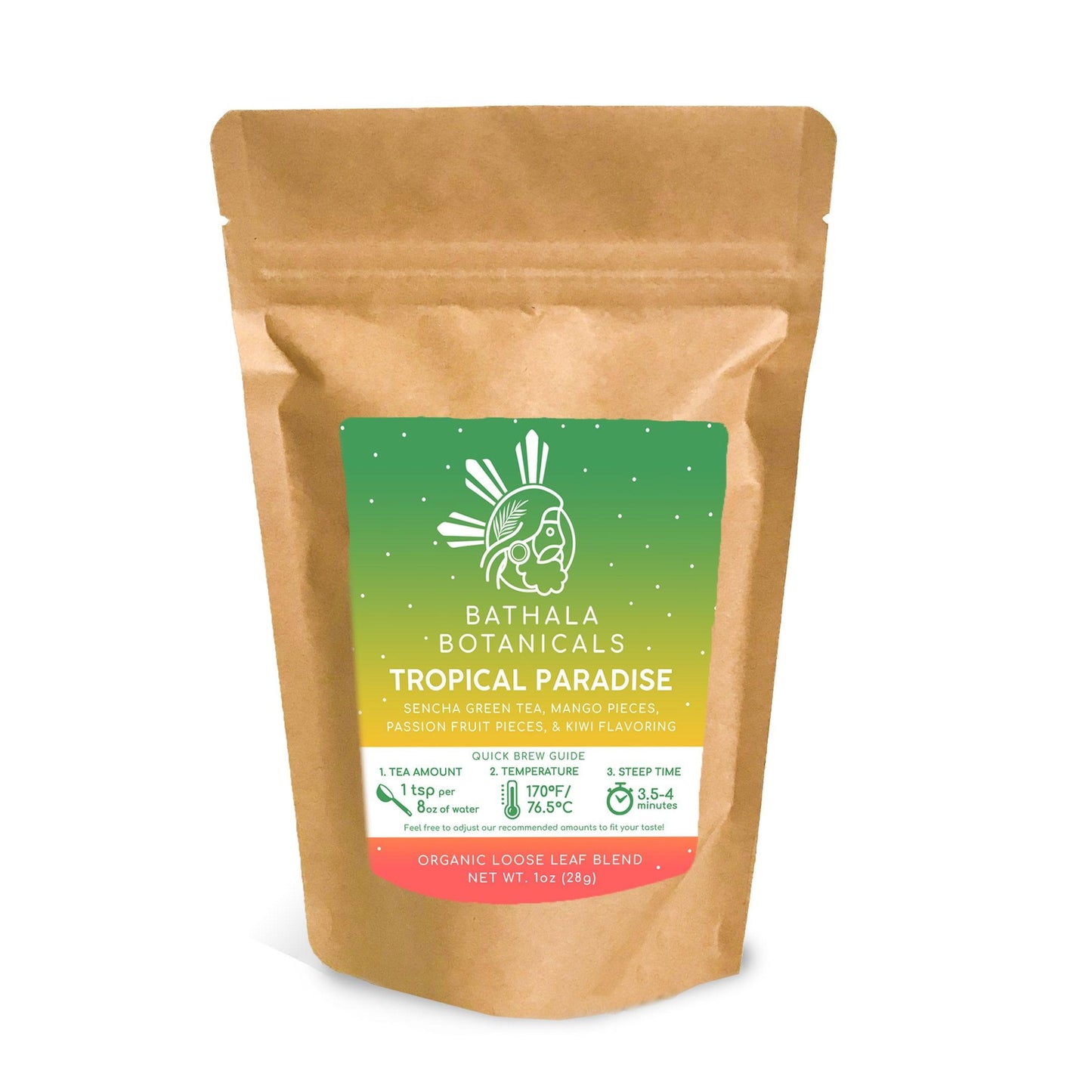 Tropical Paradise - Bathala Botanicals Loose Leaf Fruity Green Tea Blend - 1oz| 2oz | 4oz Tea Pack - Tropical Green Tea Gift - Premium Tea - Bathala Botanicals