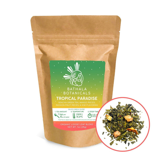 Tropical Paradise - Bathala Botanicals Loose Leaf Fruity Green Tea Blend - 1oz| 2oz | 4oz Tea Pack - Tropical Green Tea Gift - Premium Tea - Bathala Botanicals