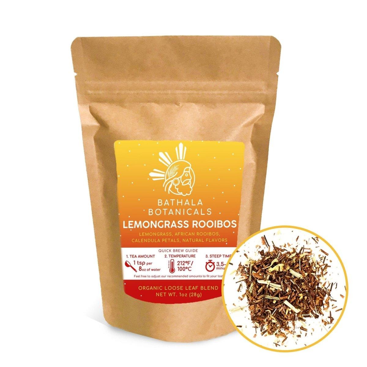 Lemon Grass Rooibos - Bathala Botanicals Herbal Decaf Loose Leaf Tea Blend - Choose from 1oz | 2oz | 4oz - Tea Sample - Herbal Loose Red Tea Gift - Bathala Botanicals