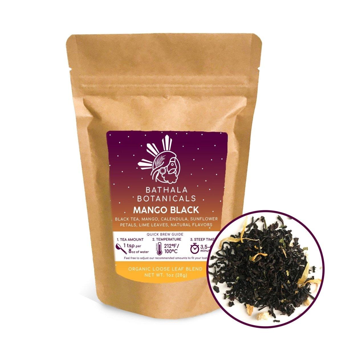 Mango Black Tea - Bathala Botanicals Loose Leaf Black Tea - 1oz | 2oz | 4oz Tea Pack - Mango Black Tea Gift - Premium Mango Black Tea - Bathala Botanicals