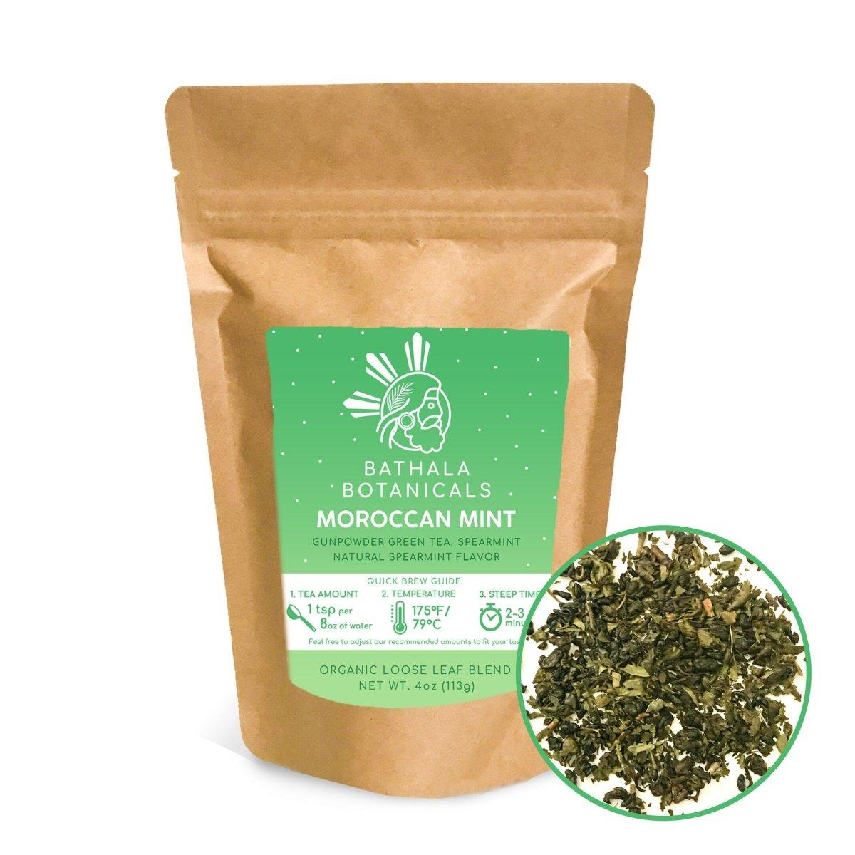 Moroccan Mint - Bathala Botanicals Loose Leaf Green Tea - 1oz | 2oz | 4oz Tea Pack - Spearmint Tea Gift - Premium Quality Gunpowder Tea - Bathala Botanicals