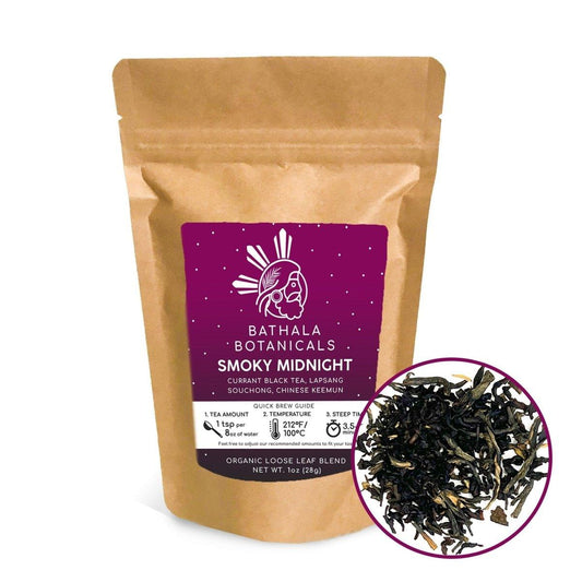 Smoky Midnight - Bathala Botanicals Loose Leaf Black Tea - Choose from 1oz | 2oz | 4oz - Tea Sample Sizes - Loose Leaf Tea Gift - Bathala Botanicals